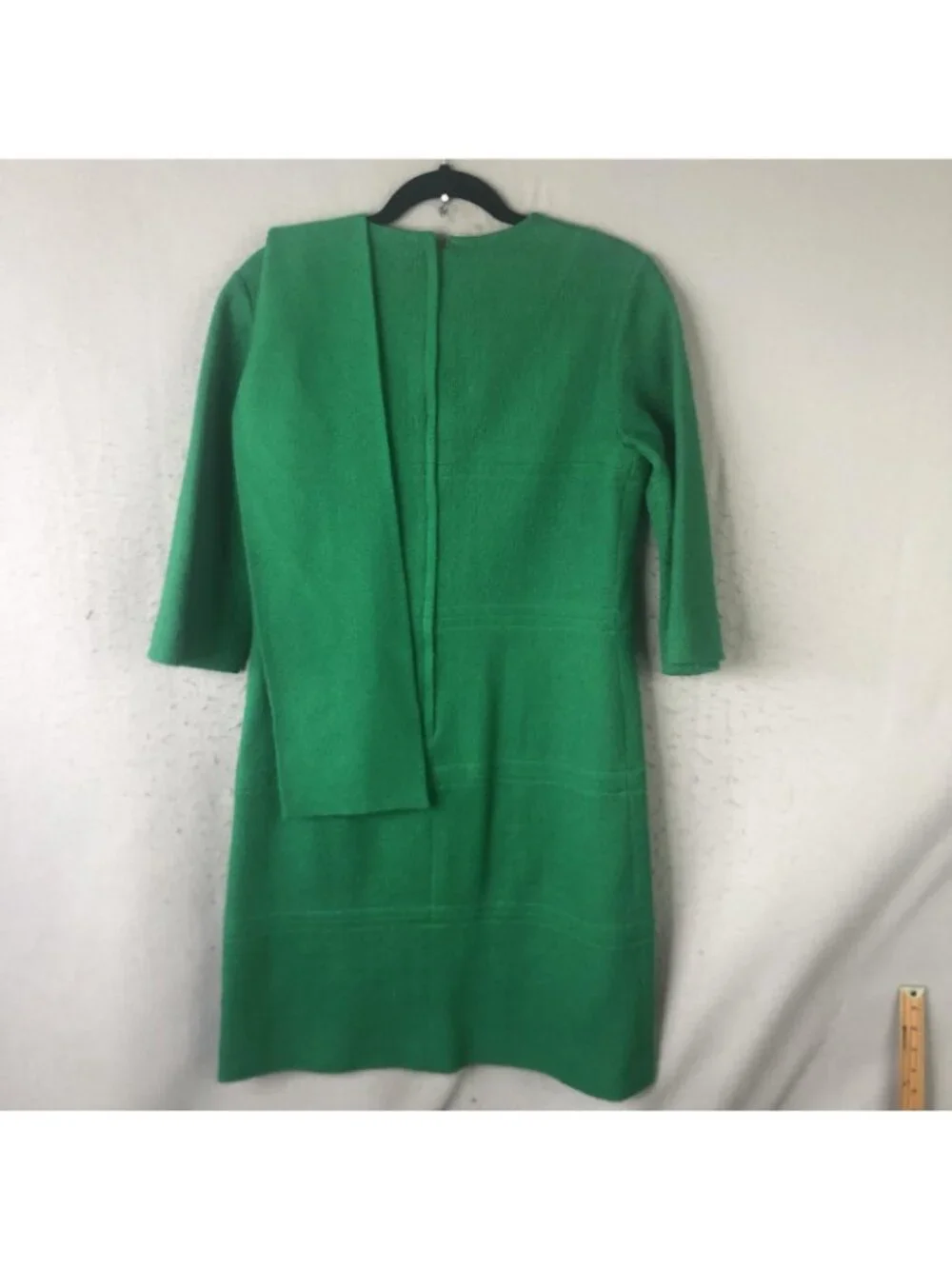 Old Money Dress Womens M Lucky Green Shift Knee Length 3/4 Sleeve 60s Holidays
